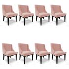 Cadeira Estofada Sala De Jantar Base Madeira Kit 8 Preto Lia