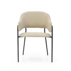 Cadeira Estofada Tecido Linho Off White Com Estrutura De Aço