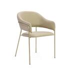 Cadeira Estofada Tecido Royal Bege Com Estrutura De Aço Champ