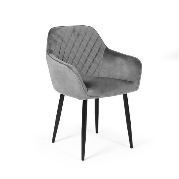 Cadeira Estofada Veludo Base Metal Barcelona - Cinza