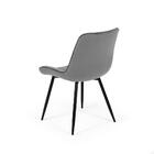 Cadeira Estofada Veludo Base Metal Romana - Cinza