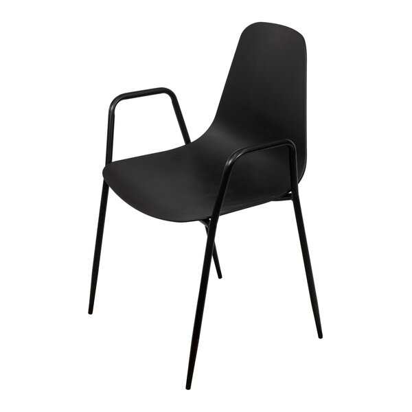 Cadeira Estrutura Em Aço Pintado Com Braço Abi Pp Preta