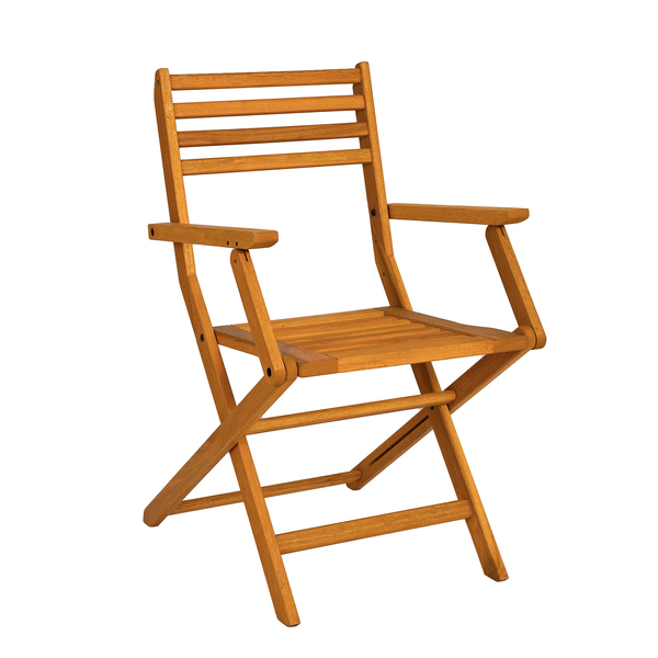 Cadeira para Jardim de Madeira Eucalipto Dobrável com Braço Solarium Amarelo 86x50,5x60cm Naterial