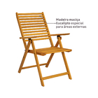 Cadeira para Jardim Madeira Eucalipto Dobrável e Reclinável Posições com Braço Solarium Amarelo 100x62,2x70cm Naterial