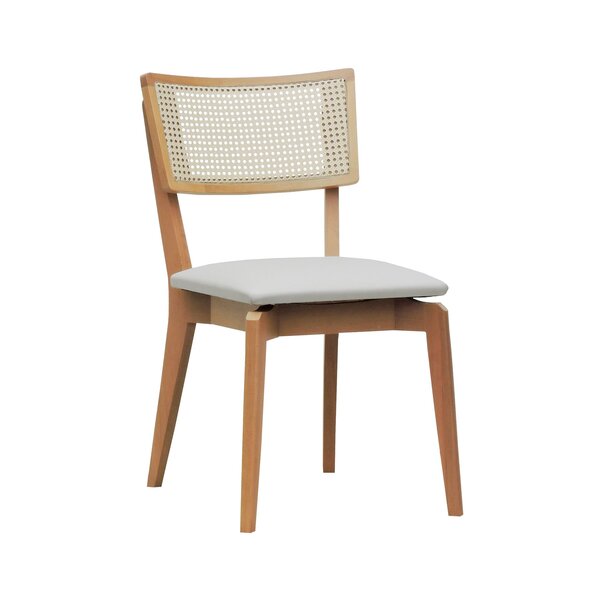 Cadeira Fendi Encosto Telinha Assento Estofado Corano Bruma