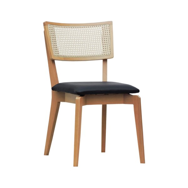 Cadeira Fendi Encosto Telinha Assento Estofado Corano Preto