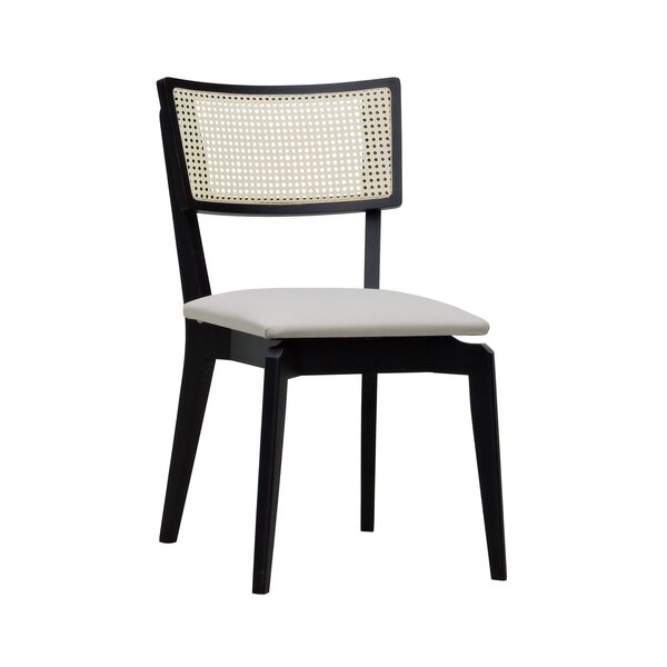 Cadeira Fendi Encosto Telinha Assento Estofado - Preto Linho