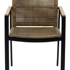 Cadeira Fibra Alumínio Braço Detalhe Madeira Jardim Piscina