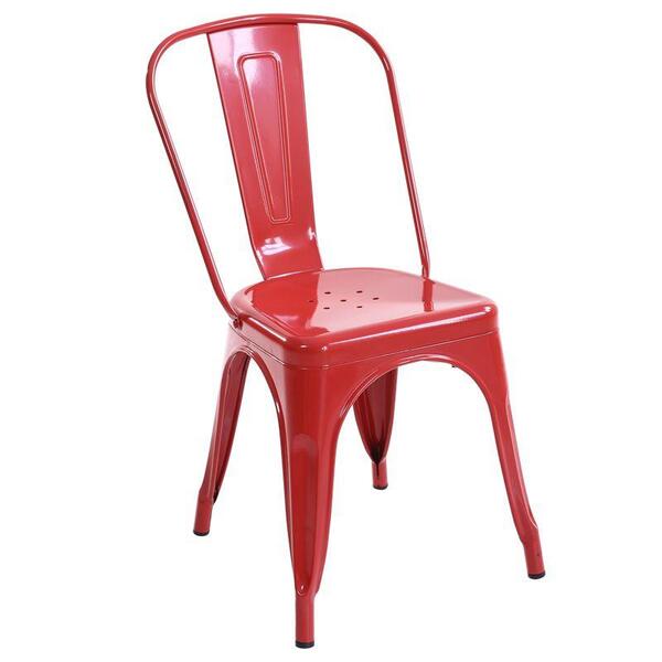 Cadeira Fixa Design Tolix Metal Pelegrin Pel-1518 Vermelha