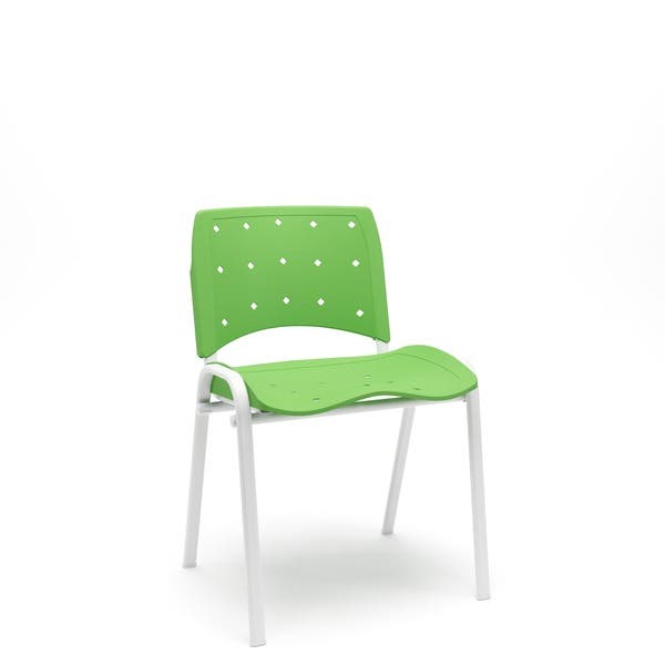 Cadeira Fixa Ergoplax Estr. Branca Ass. Enc. Verde Plaxmetal | Leroy Merlin