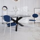 Cadeira Fixa Estofada Vintage Elipse Azul/branco Fosco