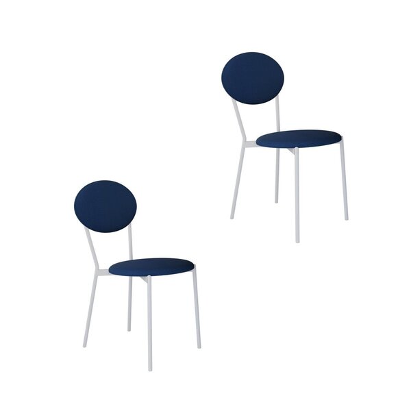 Cadeira Fixa Estofada Vintage Elipse Com 2 Unidades Azul/bran