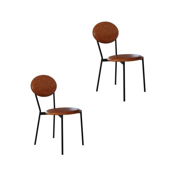 Cadeira Fixa Estofada Vintage Elipse Com 2 Unidades Caramelo/