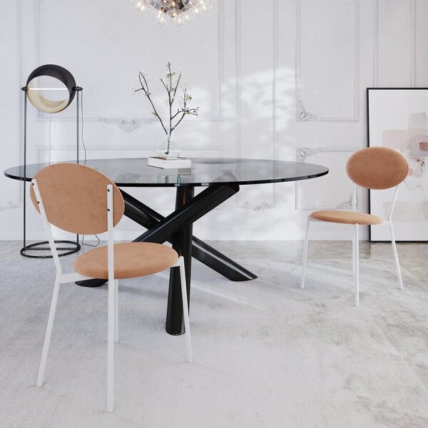 Cadeira Fixa Estofada Vintage Elipse Com 2 Unidades Nude/bran