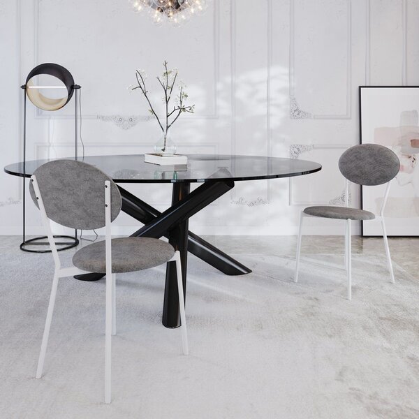 Cadeira Fixa Estofada Vintage Elipse Com 2 Unidades Prata /br