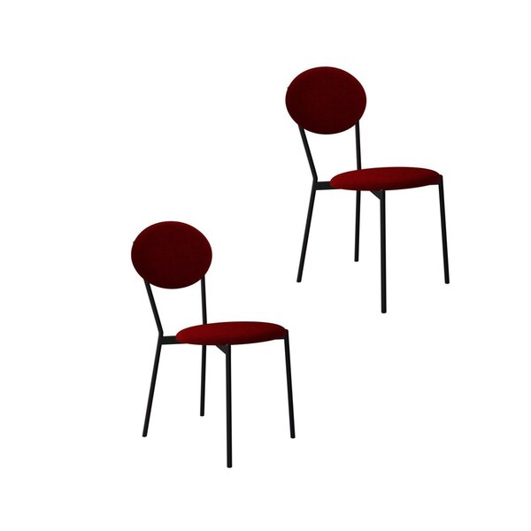 Cadeira Fixa Estofada Vintage Elipse Com 2 Unidades Vermelho