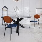 Cadeira Fixa Estofada Vintage Elipse Com 4 Unidades Azul/cara