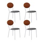 Cadeira Fixa Estofada Vintage Elipse Com 4 Unidades Cinza/car