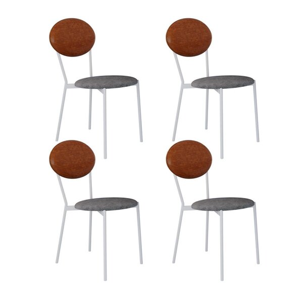 Cadeira Fixa Estofada Vintage Elipse Com 4 Unidades Cinza/car