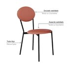 Cadeira Fixa Estofada Vintage Elipse Com 4 Unidades Rosê/pret