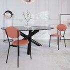 Cadeira Fixa Estofada Vintage Elipse Com 4 Unidades Rosê/pret