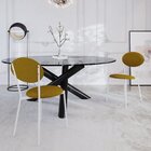 Cadeira Fixa Estofada Vintage Elipse Mostarda/branco Fosco