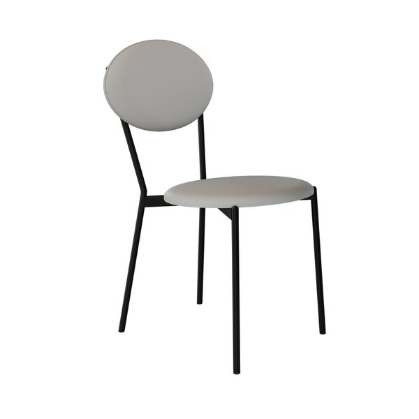 Cadeira Fixa Estofada Vintage Elipse Saturno Off White/preto