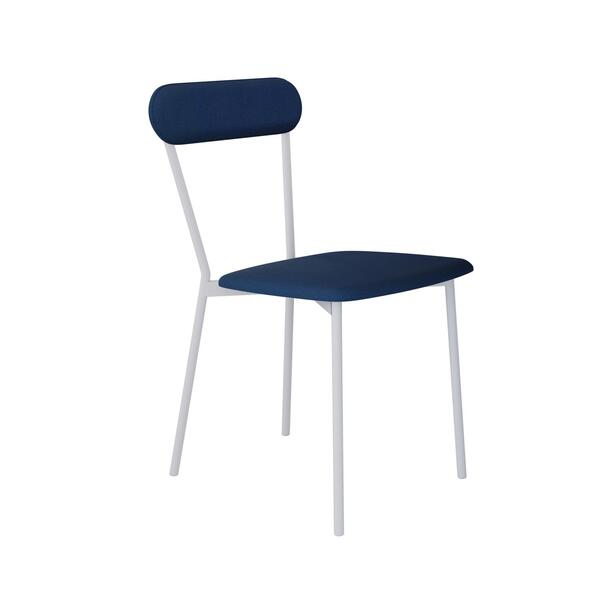 Cadeira Fixa Estofada Vintage Emília. C/pés Brancos.