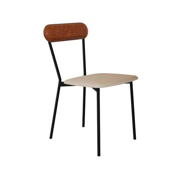 Cadeira Fixa Estofada Vintage Emília Areia/caramelo/preto