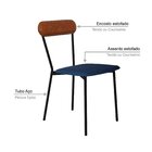 Cadeira Fixa Estofada Vintage Emília Azul/caramelo/preto