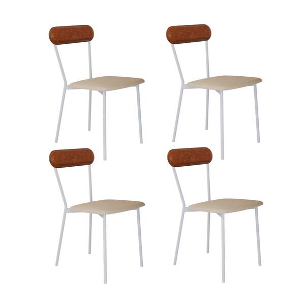 Cadeira Fixa Estofada Vintage Emília C/04 Un. C/pés Brancos.