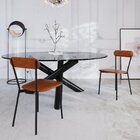 Cadeira Fixa Estofada Vintage Emília Caramelo/preto