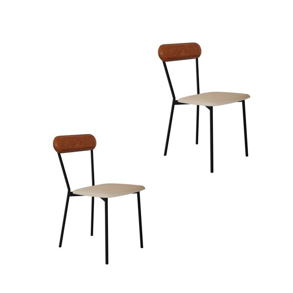 Cadeira Fixa Estofada Vintage Emília Com 2 Unidades Areia/car