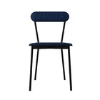 Cadeira Fixa Estofada Vintage Emília Com 2 Unidades Azul/preto