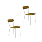 Cadeira Fixa Estofada Vintage Emília Com 2 Unidades Mostarda/