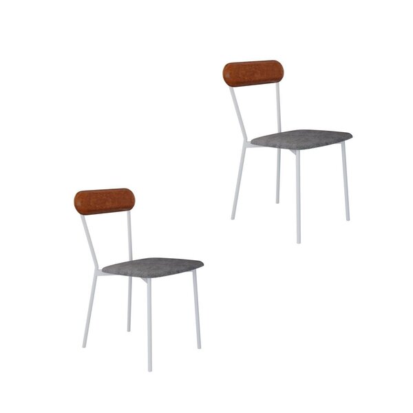 Cadeira Fixa Estofada Vintage Emília Com 2 Unidades Névoa Pra