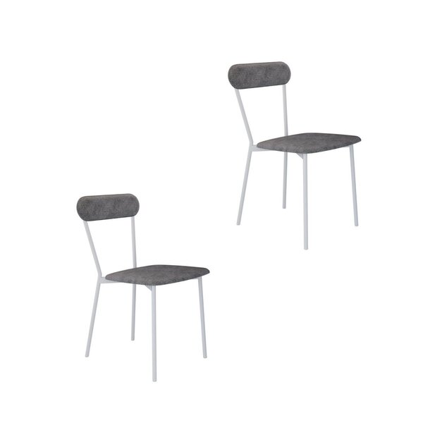 Cadeira Fixa Estofada Vintage Emília Com 2 Unidades Névoa Pra