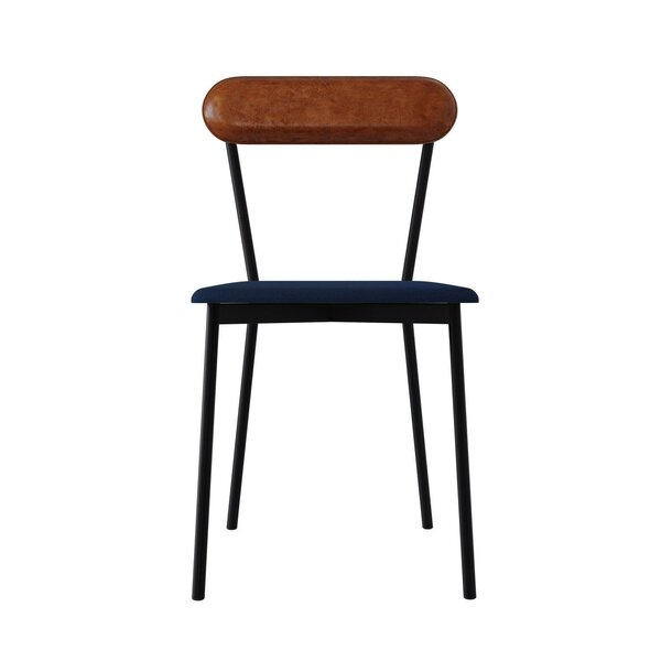 Cadeira Fixa Estofada Vintage Emília Com 4 Unidades Azul/cara