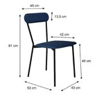 Cadeira Fixa Estofada Vintage Emília Com 4 Unidades Azul/preto