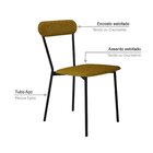 Cadeira Fixa Estofada Vintage Emília Mostarda/preto