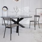 Cadeira Fixa Estofada Vintage Emília Prata/preto