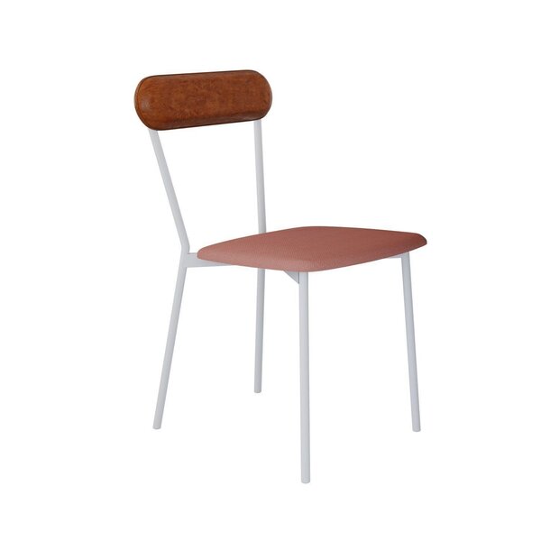 Cadeira Fixa Estofada Vintage Emília Tulipa Rosê/caramelo/bra