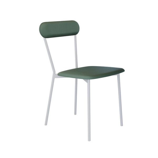 Cadeira Fixa Estofada Vintage Emília Urano Verde Sálvia/branc