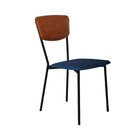 Cadeira Fixa Estofada Vintage Retrô Azul/caramelo/preto Fosco