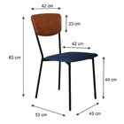 Cadeira Fixa Estofada Vintage Retrô Azul/caramelo/preto Fosco