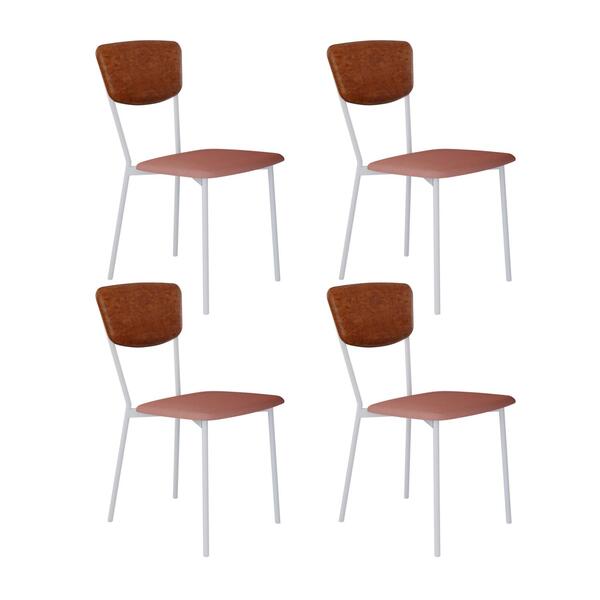 Cadeira Fixa Estofada Vintage Retrô C/04 Un.c/pés Brancos