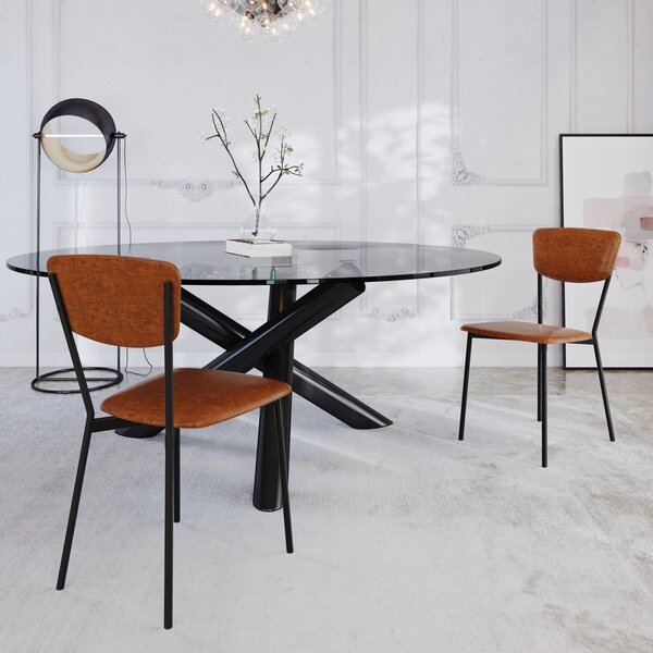 Cadeira Fixa Estofada Vintage Retrô Com 2 Unidades Caramelo/p