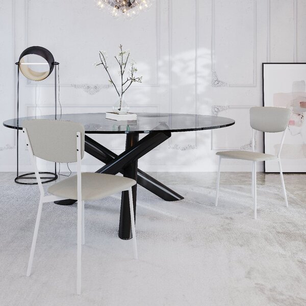 Cadeira Fixa Estofada Vintage Retrô Com 2 Unidades Off White/