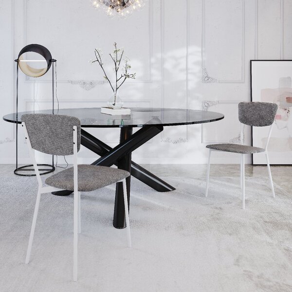 Cadeira Fixa Estofada Vintage Retrô Com 2 Unidades Prata/bran