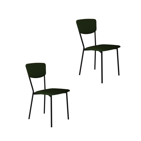 Cadeira Fixa Estofada Vintage Retrô Com 2 Unidades Verde Musg